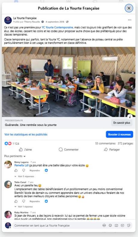 Classe en yourte à Guérande : la rentrée 2018 relayée par Presse Océan